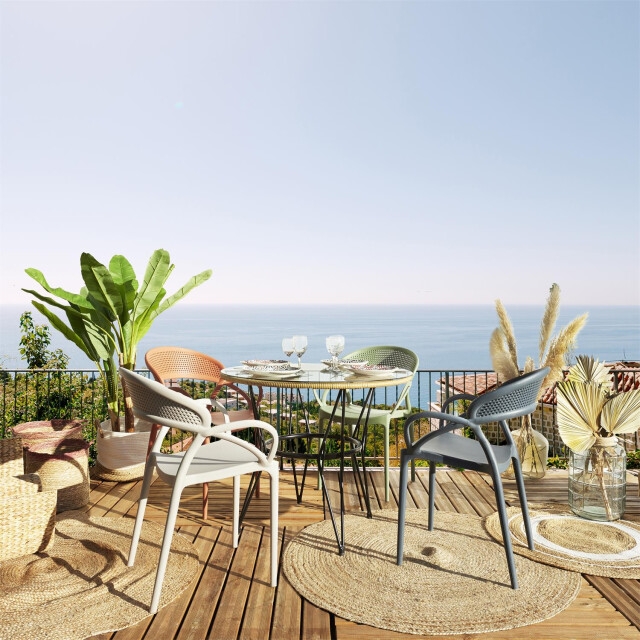Home Deco Factory Sevilla 4 stuks comfortabele tuinstoelen stapelbaar 3048971 large