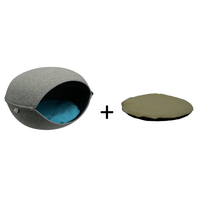 4animalz ® kattenmand in 52x45x33cm blauw en creme kussens 3048711 large
