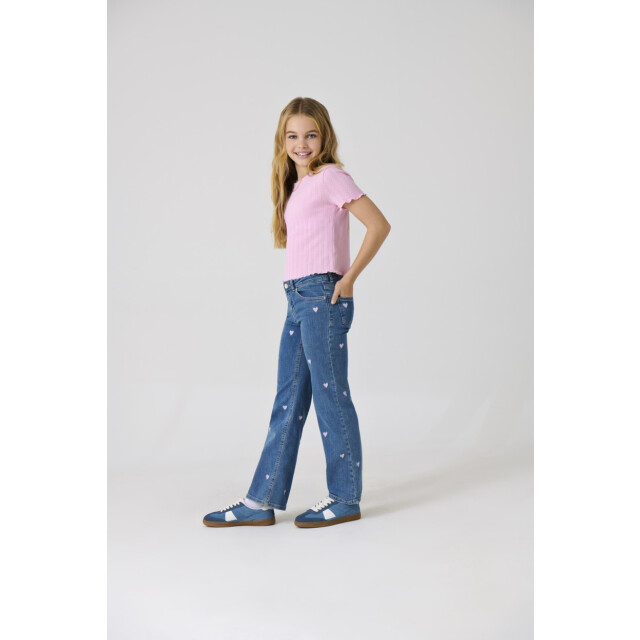 Only Kogjuicy wide leg heart emb jeans n blue denim 2103.35.0020 large
