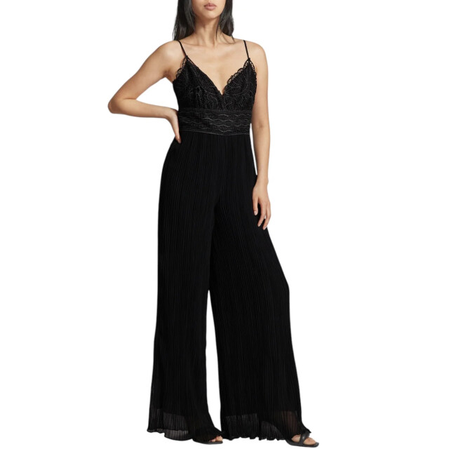 Guess Jumpsuit met plissevouwen en kant Guess Zwart Jumpsuit Met Plissevouwen En Kant large