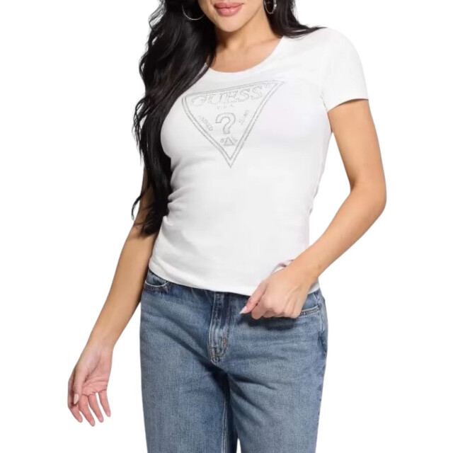 Guess T-shirt met glanzend logo Guess Wit T-SHIRT Met Glanzend Logo large