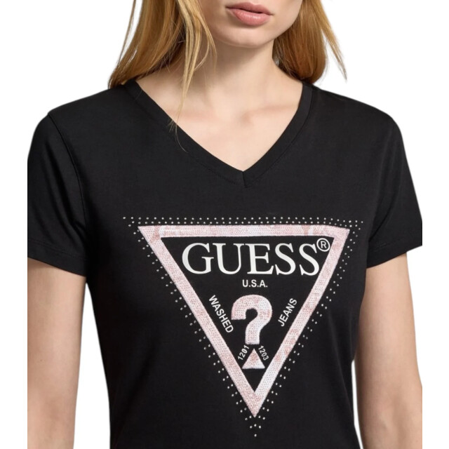 Guess Triangle logo t-shirt Guess Zwart Triangle Logo T-shirt large
