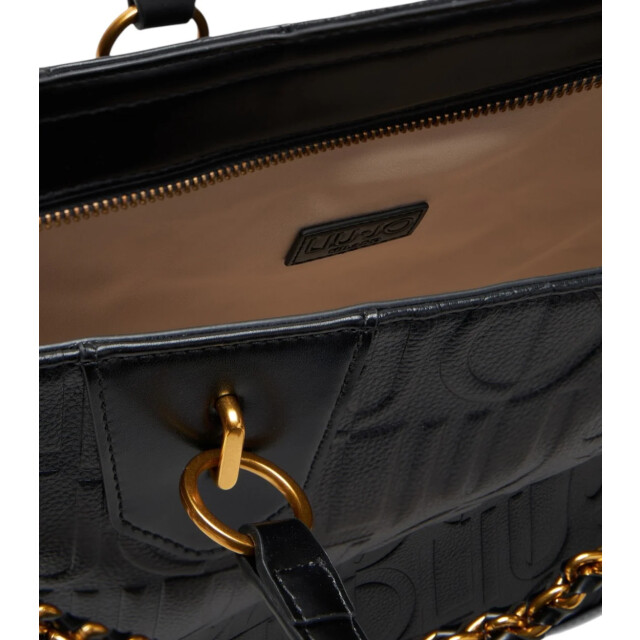 Liu Jo Shopper tas met logo en ketting Liu Jo Zwart Shopper Tas Met Logo En Ketting large