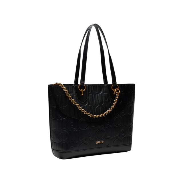 Liu Jo Shopper tas met logo en ketting Liu Jo Zwart Shopper Tas Met Logo En Ketting large