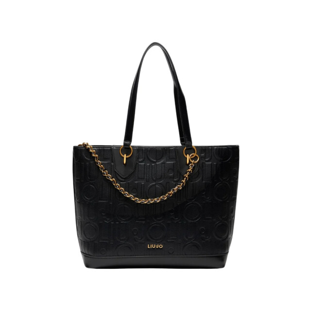Liu Jo Shopper tas met logo en ketting Liu Jo Zwart Shopper Tas Met Logo En Ketting large