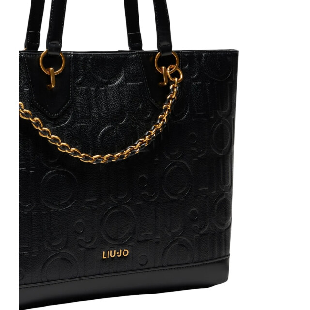 Liu Jo Shopper tas met logo en ketting Liu Jo Zwart Shopper Tas Met Logo En Ketting large