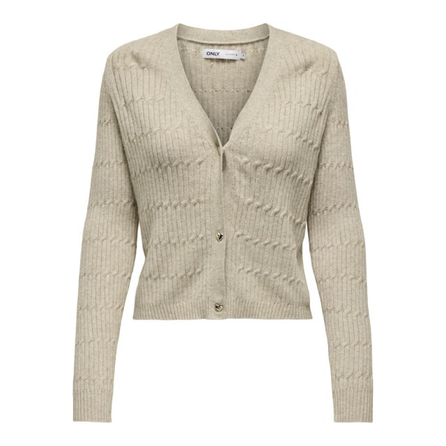 Only onlkatia ls cable v-neck cardi knt 15310902 mocha meringue 06741.881.0001 large