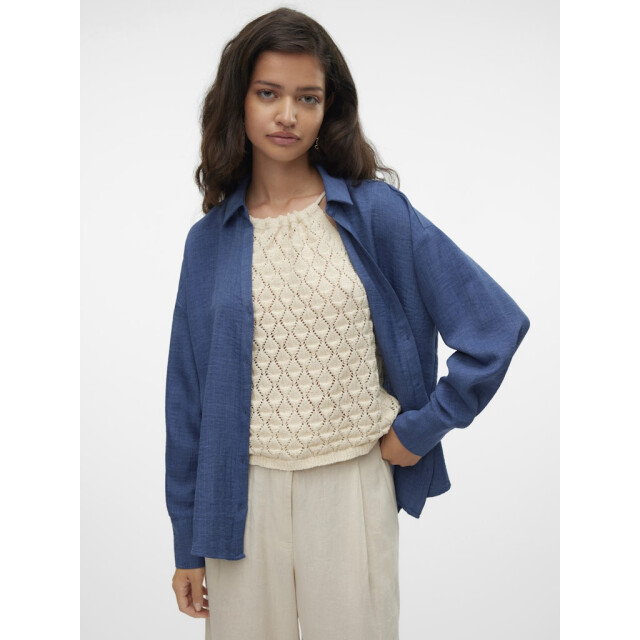 Vero Moda vmmelaney queeny ls shirt wvn noos 10316389 dark denim 06615.267.0001 large