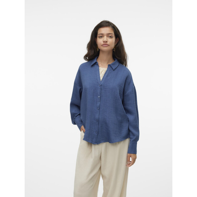 Vero Moda vmmelaney queeny ls shirt wvn noos 10316389 dark denim 06615.267.0001 large