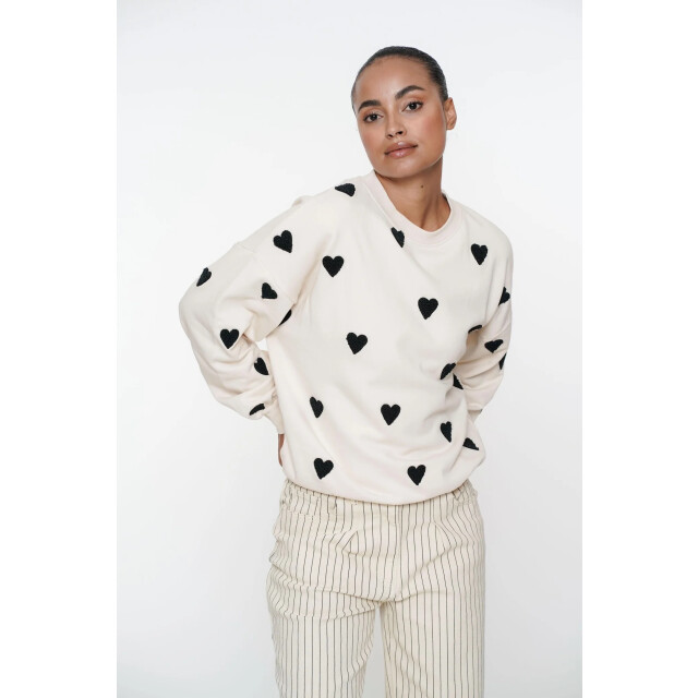 Geisha 52084-21 721 sweater hearts terry light sand/black 52084-21 721 large