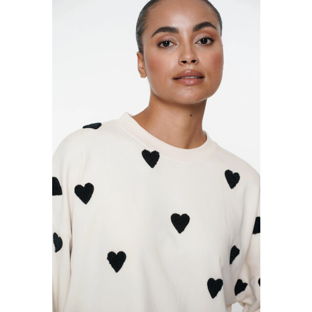 Geisha 52084-21 721 sweater hearts terry light sand/black 52084-21 721 large