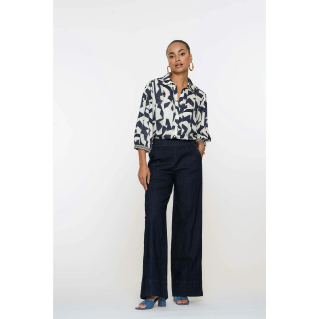Geisha 51012-10 880 jeans wide elastic waist dark blue denim 51012-10 880 large