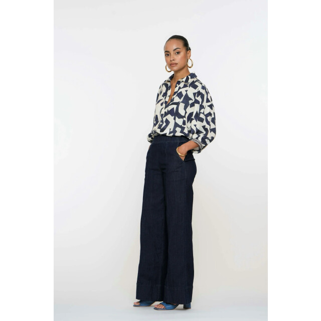 Geisha 51012-10 880 jeans wide elastic waist dark blue denim 51012-10 880 large