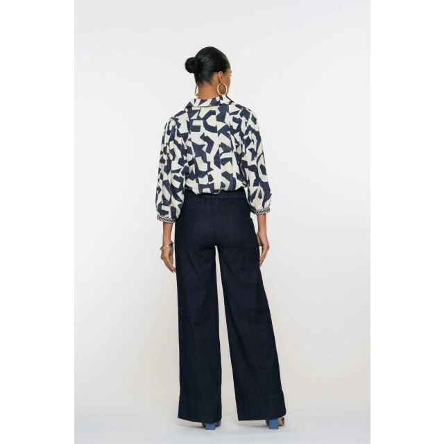 Geisha 51012-10 880 jeans wide elastic waist dark blue denim 51012-10 880 large