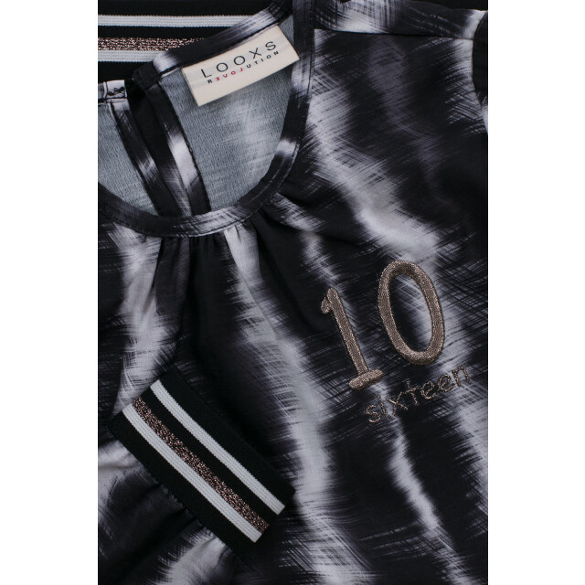 Looxs Revolution Zwart / wit blouse voor meisjes in de kleur 2131-5108-865 large