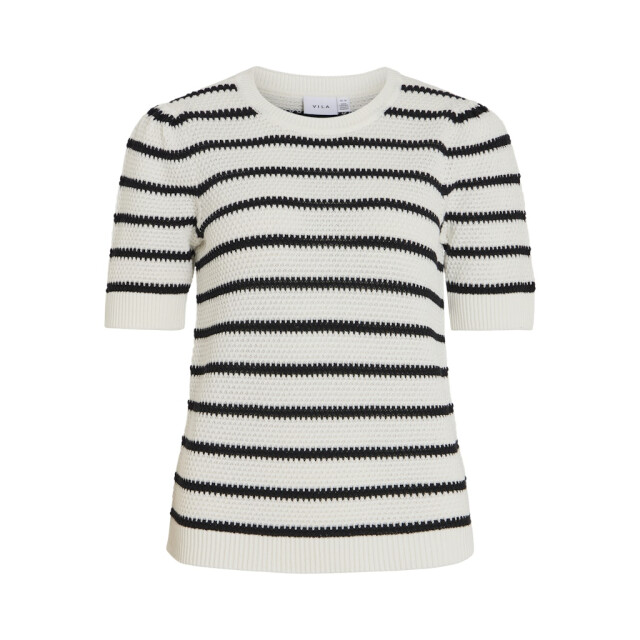 Vila vidalo o-neck s/s stripe knit-noos 14106601 black 06721.999.0002 large
