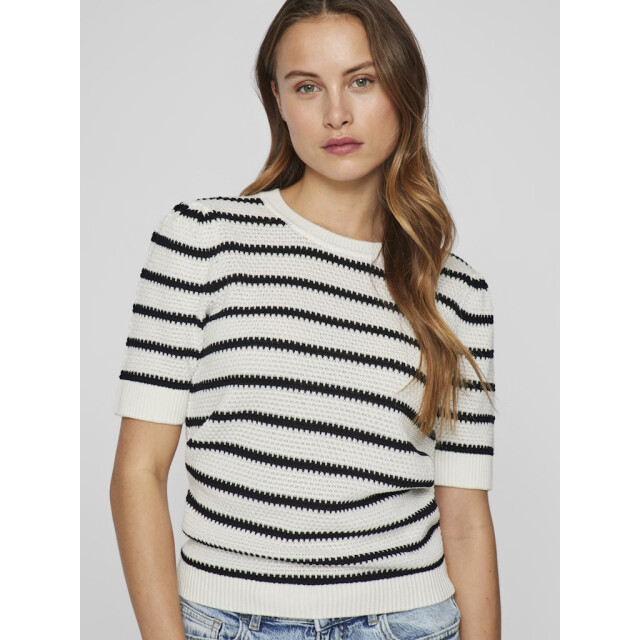 Vila vidalo o-neck s/s stripe knit-noos 14106601 black 06721.999.0002 large