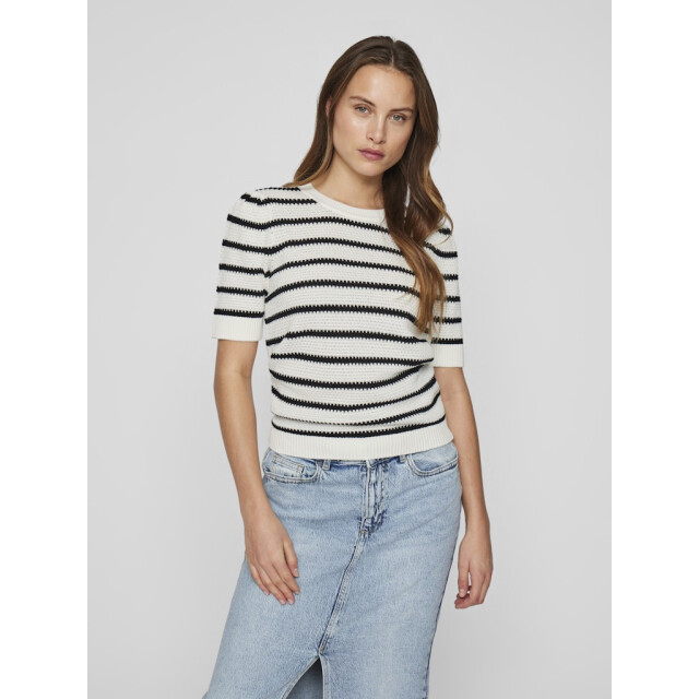 Vila vidalo o-neck s/s stripe knit-noos 14106601 black 06721.999.0002 large
