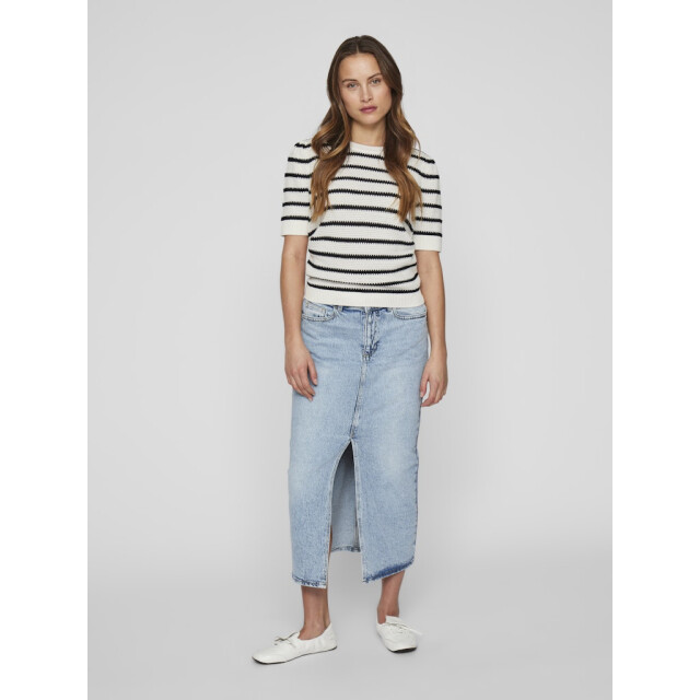 Vila vidalo o-neck s/s stripe knit-noos 14106601 black 06721.999.0002 large