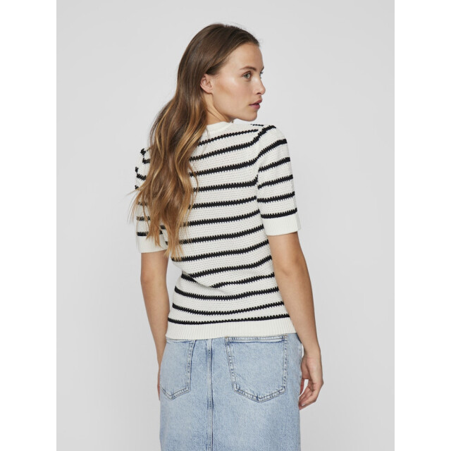 Vila vidalo o-neck s/s stripe knit-noos 14106601 black 06721.999.0002 large
