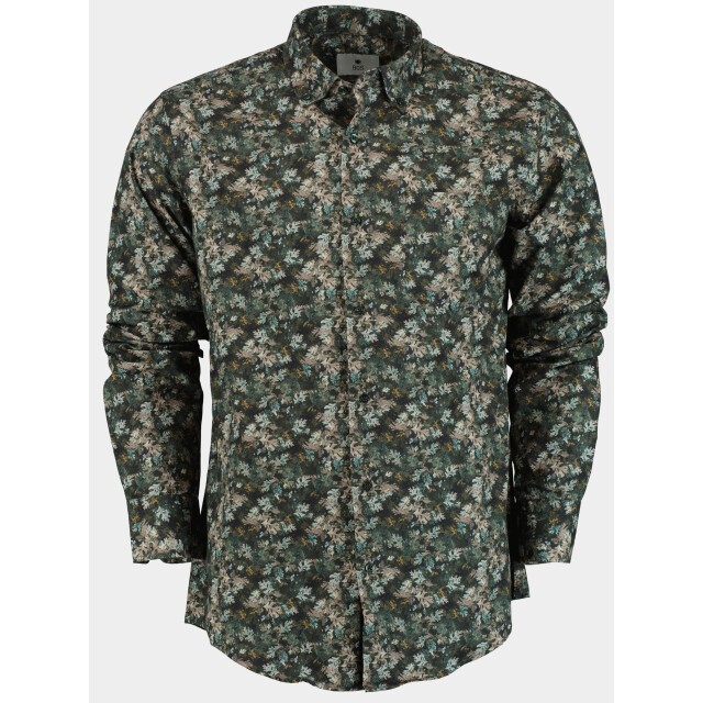 Bos Bright Blue Casual hemd lange mouw green leaves 28402/v03 187383 large
