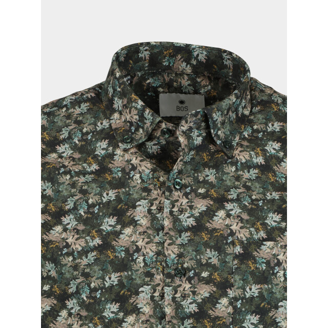 Bos Bright Blue Casual hemd lange mouw green leaves 28402/v03 187383 large