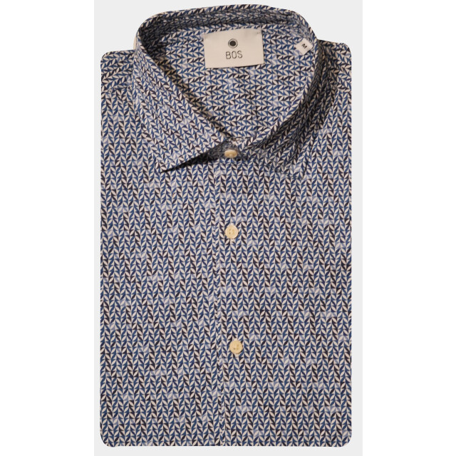Bos Bright Blue Business hemd lange mouw stretch shirt 1707724/7b 181979 large