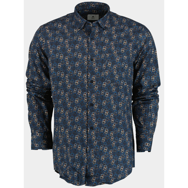 Bos Bright Blue Casual hemd lange mouw blue with flowers 26413/v02 187378 large