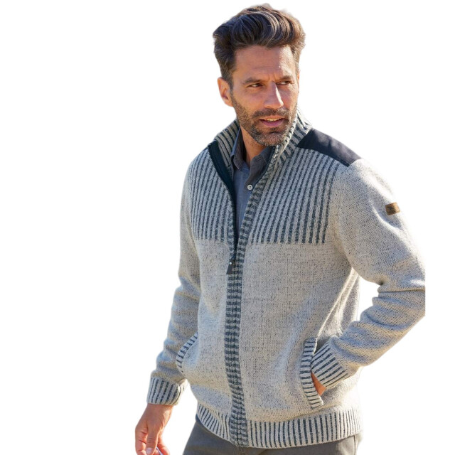 Atlas For Men Heren geribd gebreid jasje UTAF1567_bluegrey large