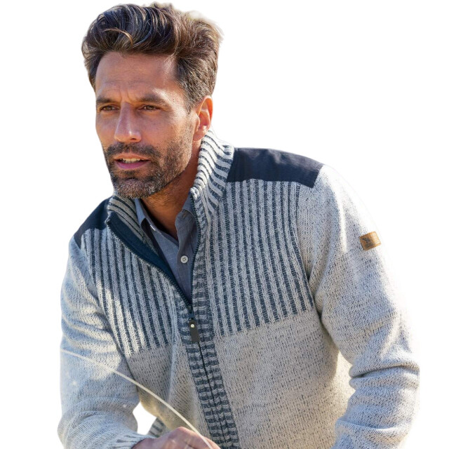 Atlas For Men Heren geribd gebreid jasje UTAF1567_bluegrey large