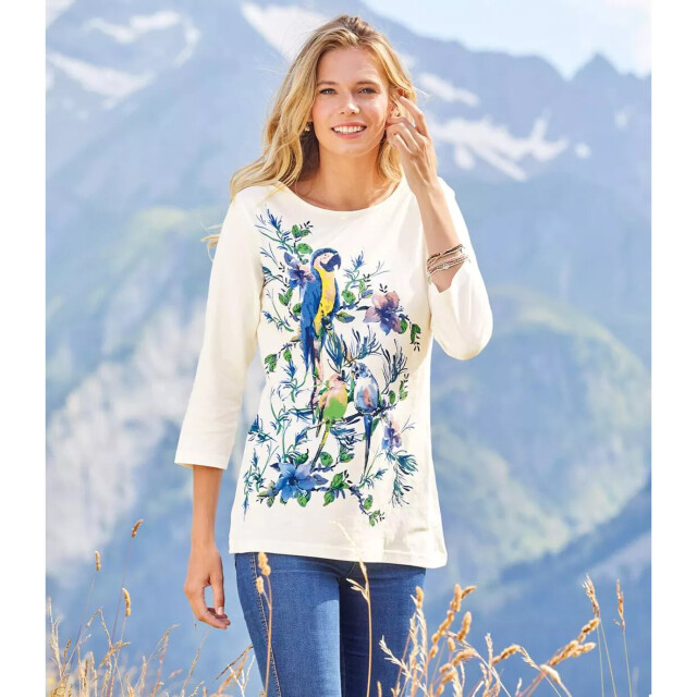 Atlas for Women Dames papegaai t-shirt UTAF667_ecru large