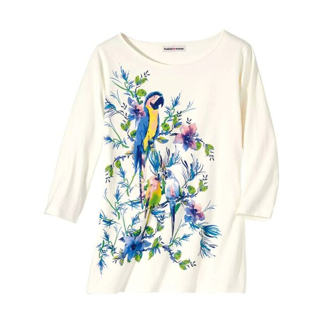 Atlas for Women Dames papegaai t-shirt UTAF667_ecru large