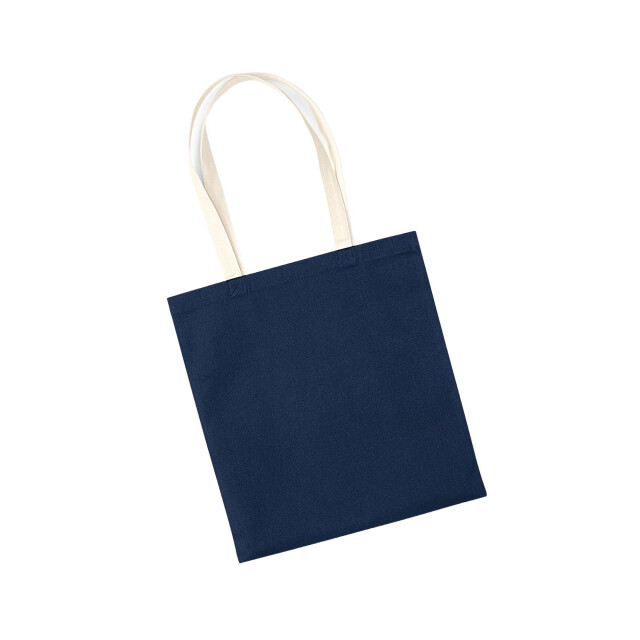 Westford Mill Earthaware organic bag for life contrasterende boodschappentas UTFK1287_frenchnavynatural large