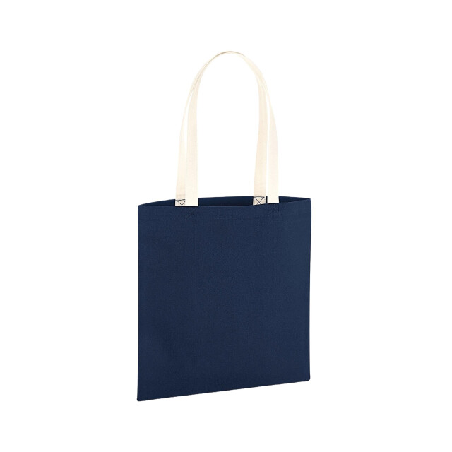 Westford Mill Earthaware organic bag for life contrasterende boodschappentas UTFK1287_frenchnavynatural large