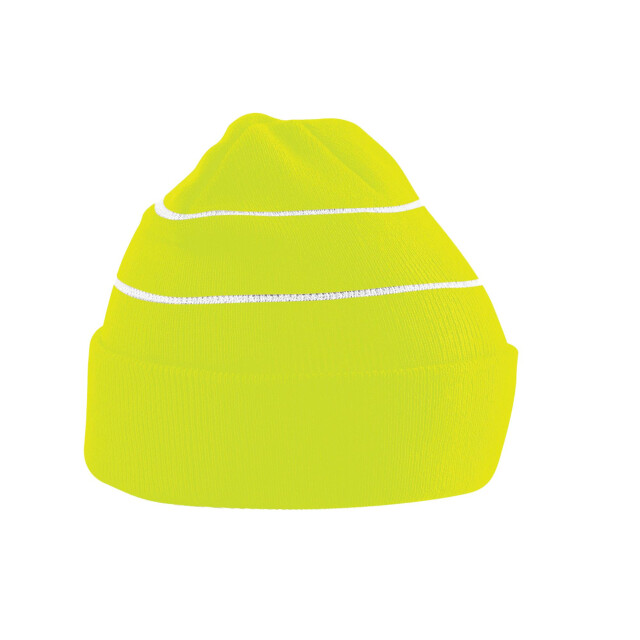 Beechfield Gebreide uniseks muts met hoge zichtbaarheid UTFK1445_fluorescentyellow large