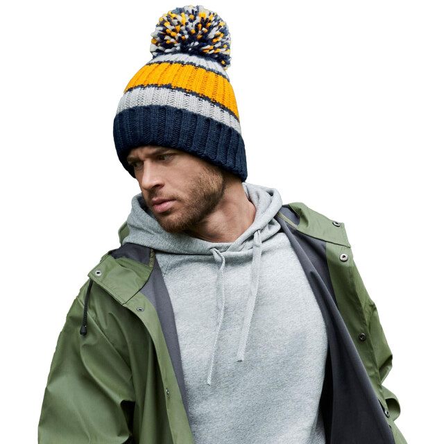Beechfield Hygge gestreepte muts UTFK1102_dijonblue large
