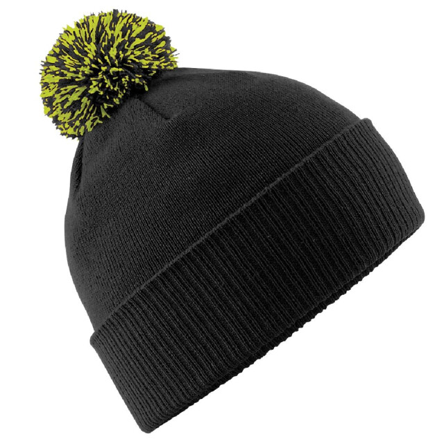 Beechfield Volwassenen unisex snowstar beanie UTFK248_blacklimegreen large