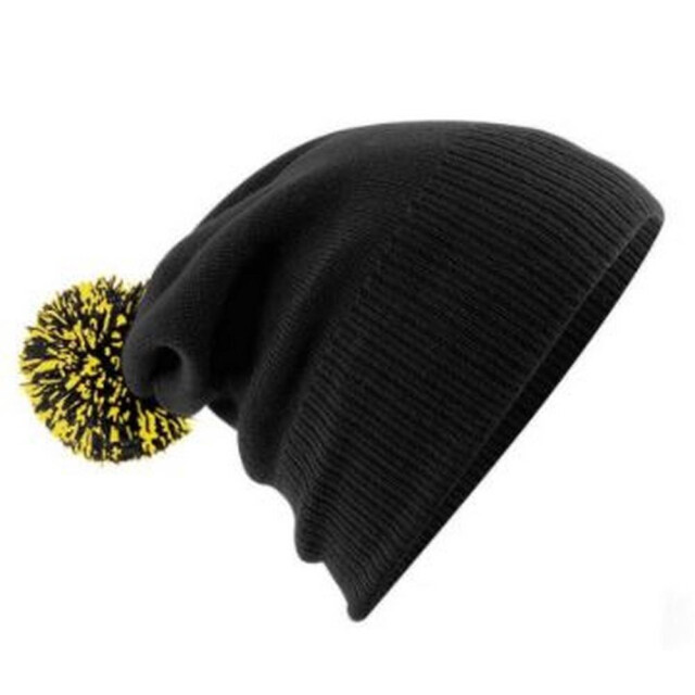 Beechfield Volwassenen unisex snowstar beanie UTFK248_blackyellow large