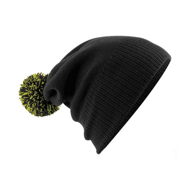 Beechfield Volwassenen unisex snowstar beanie UTFK248_blacklimegreen large