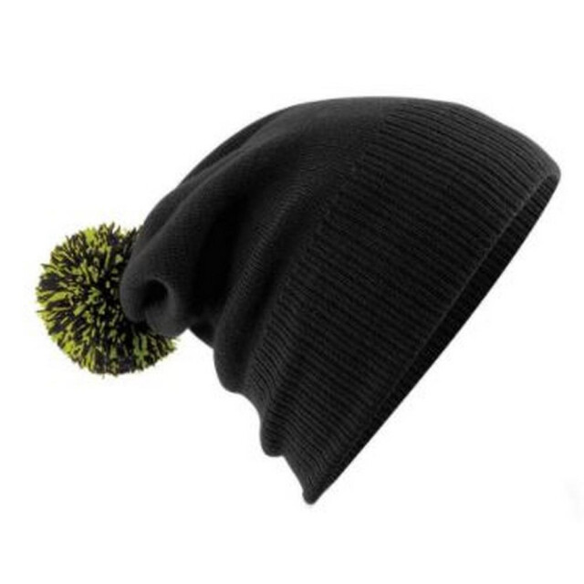 Beechfield Volwassenen unisex snowstar beanie UTFK248_blacklimegreen large