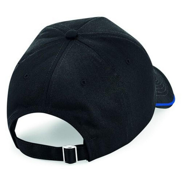 Beechfield Volwassenen unisex authentiek 5 paneel piekdop met leidingen UTFK244_blackbrightroyal large