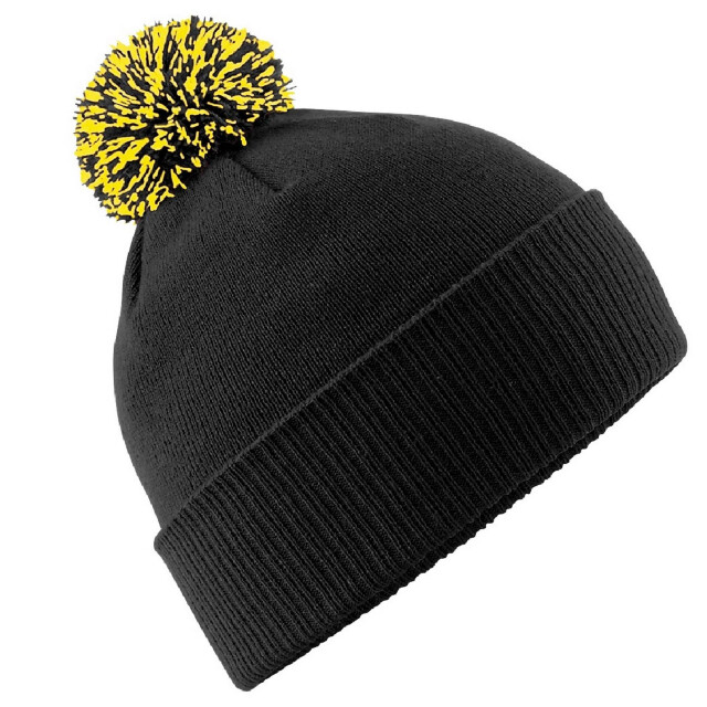 Beechfield Volwassenen unisex snowstar beanie UTFK248_blackyellow large