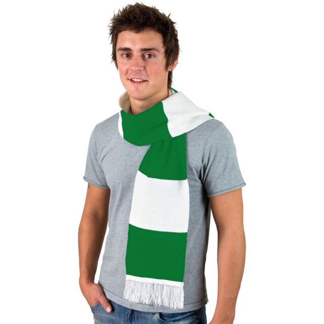 Result Heren zware gebreide thermische winter sjaal UTFK662_whitekellygreen large