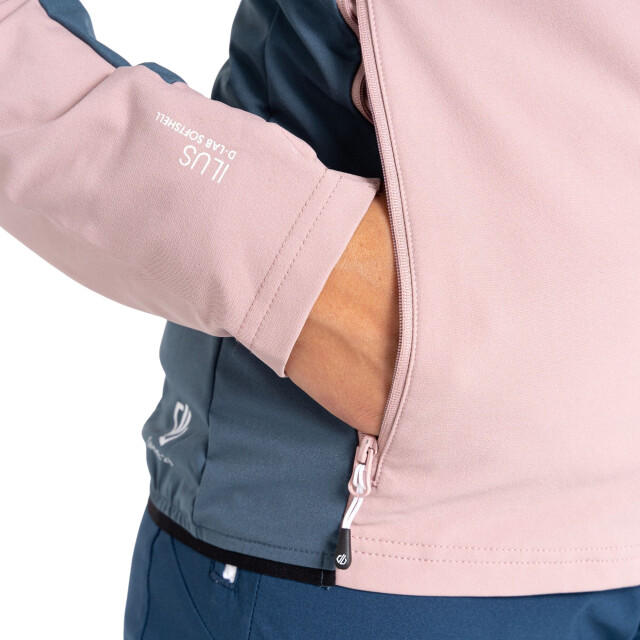 Dare2b Dames avidly soft shell jas met capuchon UTRG8723_duskyroseoriongrey large