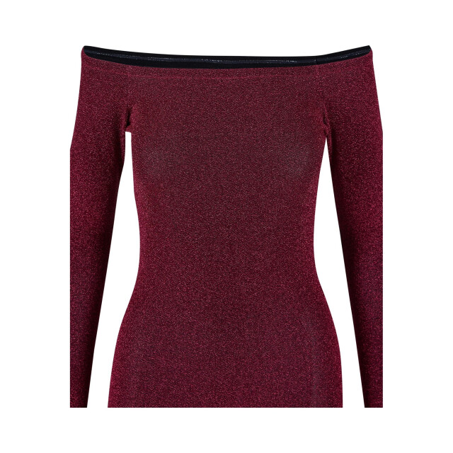 Urban Classics Dames glitter off shoulder jurk met lange mouwen UTTN223_burgundy large
