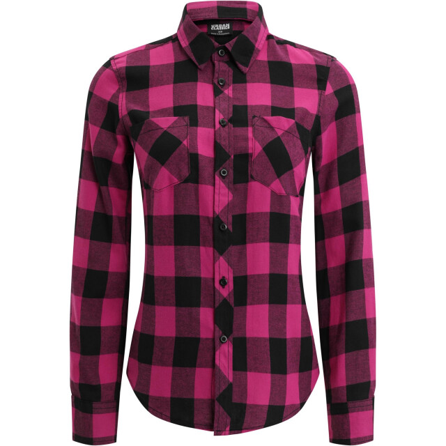 Urban Classics Geruit flanellen overhemd met omgeslagen manchet dames UTTN450_wildvioletblack large