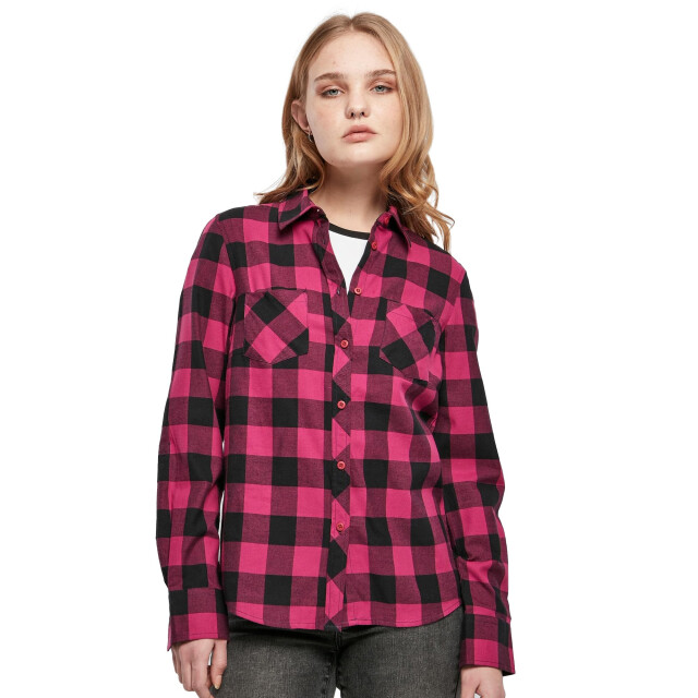 Urban Classics Geruit flanellen overhemd met omgeslagen manchet dames UTTN450_wildvioletblack large