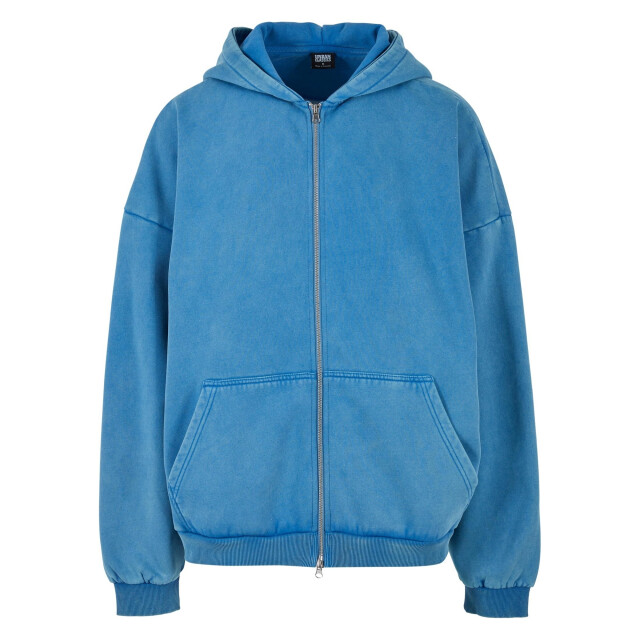 Urban Classics Heren 90's stone wash zwaargewicht full zip hoodie UTTN699_royalblue large