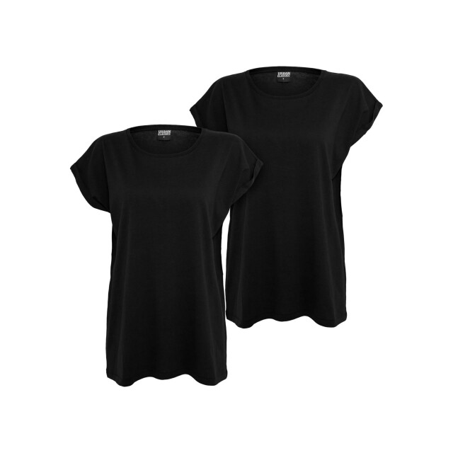 Urban Classics Dames verlengd schouder t-shirt (set van 2) UTTN736_blackblack large