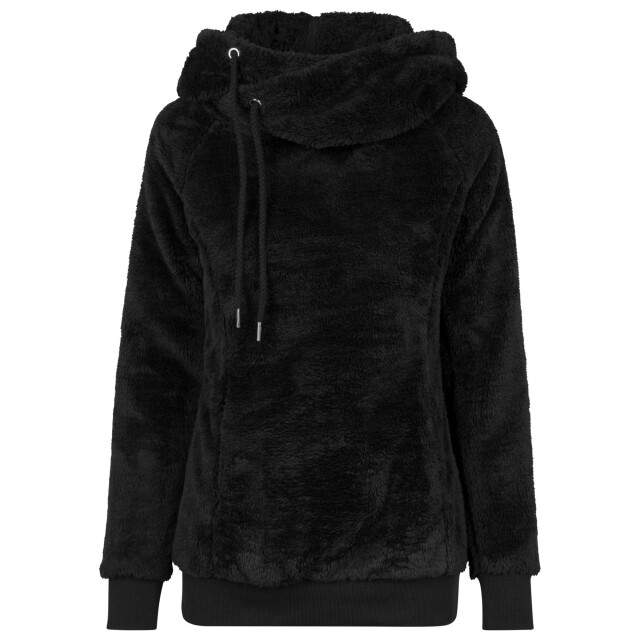 Urban Classics Dames teddy fleece long hoodie UTTN446_black large